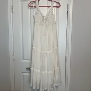 White Ruffled Maxi Dress : Pink Blush Boutique